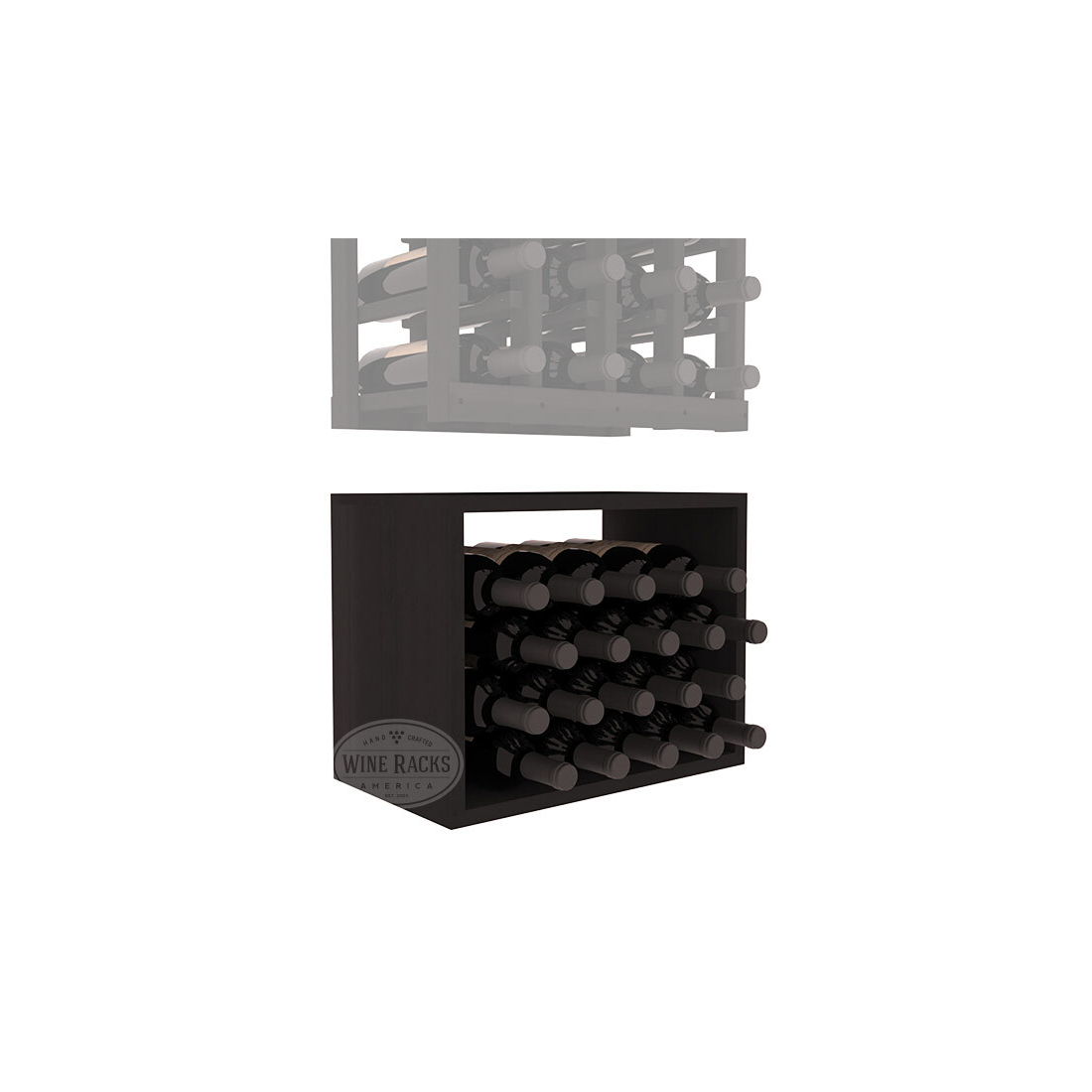 InstaCellar - 4 Column Bin Extender in Premium Redwood Black stained without WineSafe™ Satin Sealant