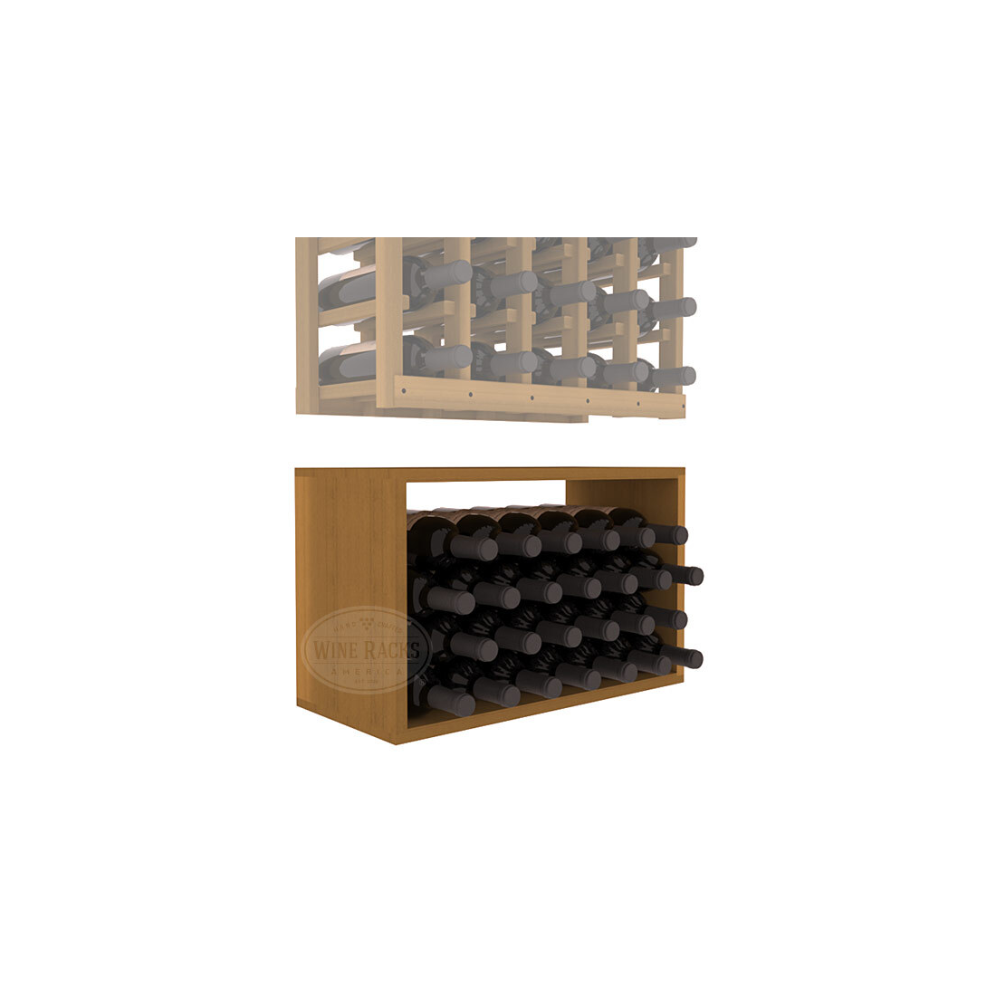 InstaCellar - 5 Column Bin Extender in Premium Redwood Oak stained without WineSafe™ Satin Sealant