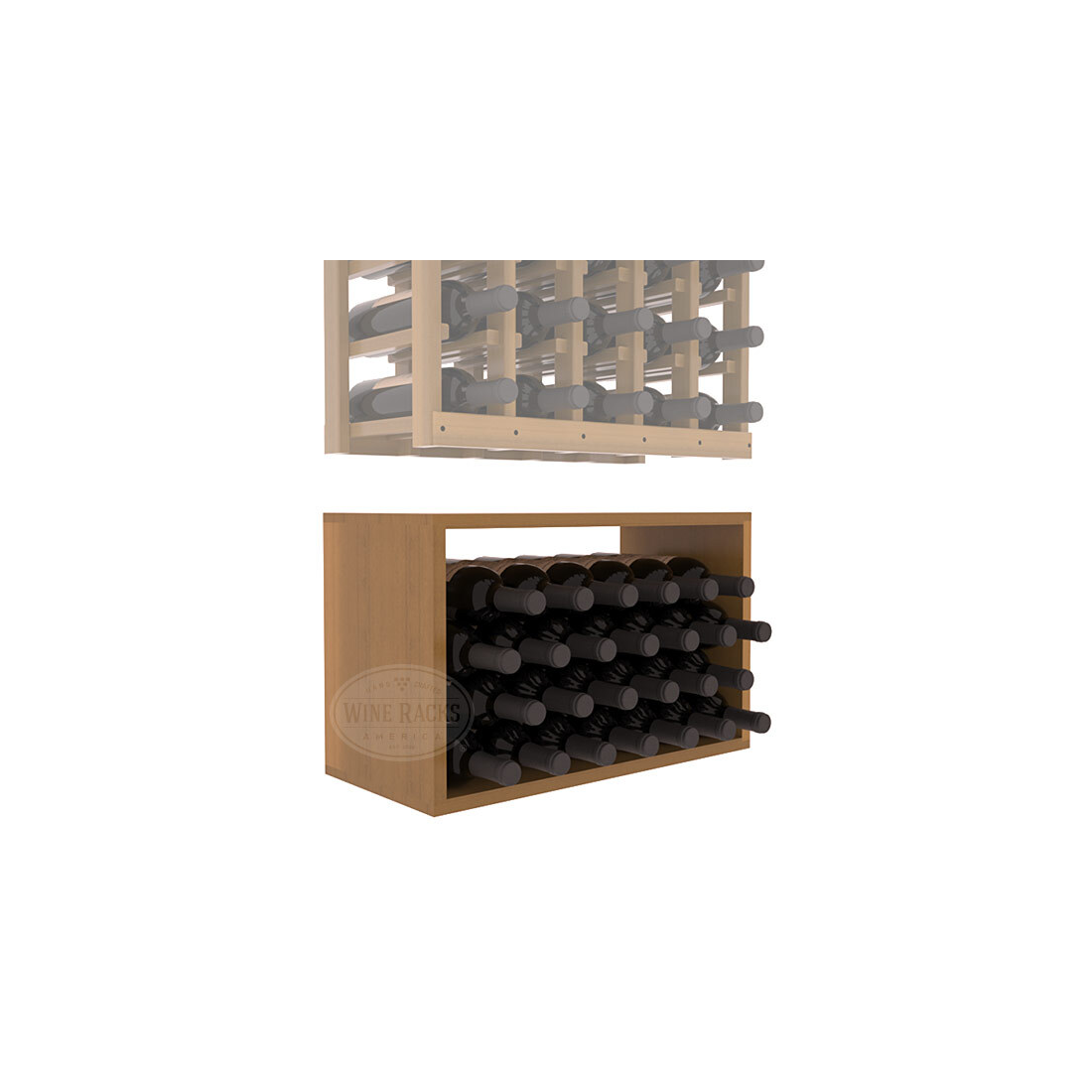 InstaCellar - 5 Column Bin Extender in Premium Redwood Oak stained with WineSafe™ Satin Sealant