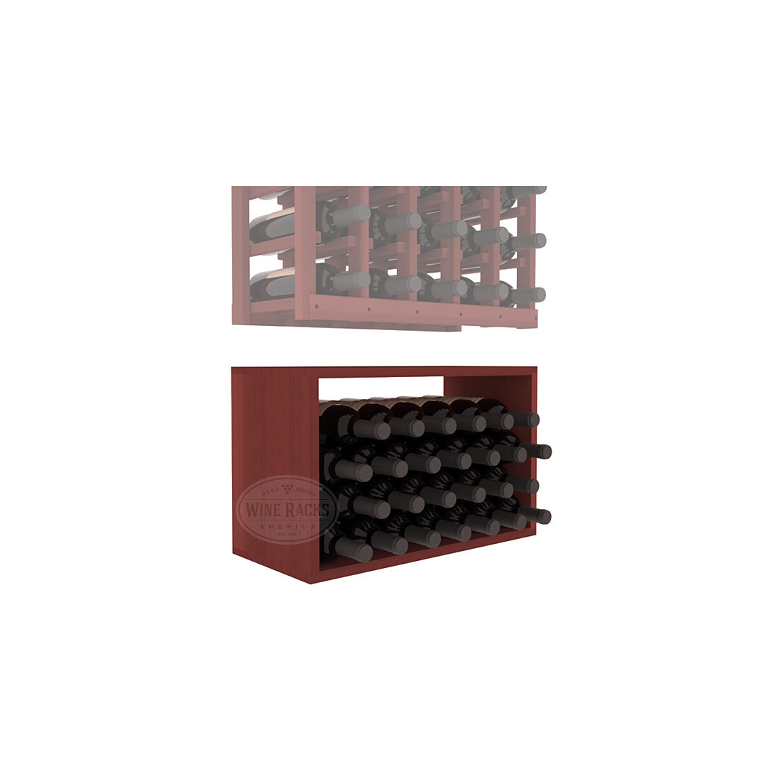 InstaCellar - 5 Column Bin Extender in Premium Redwood Cherry stained without WineSafe™ Satin Sealant