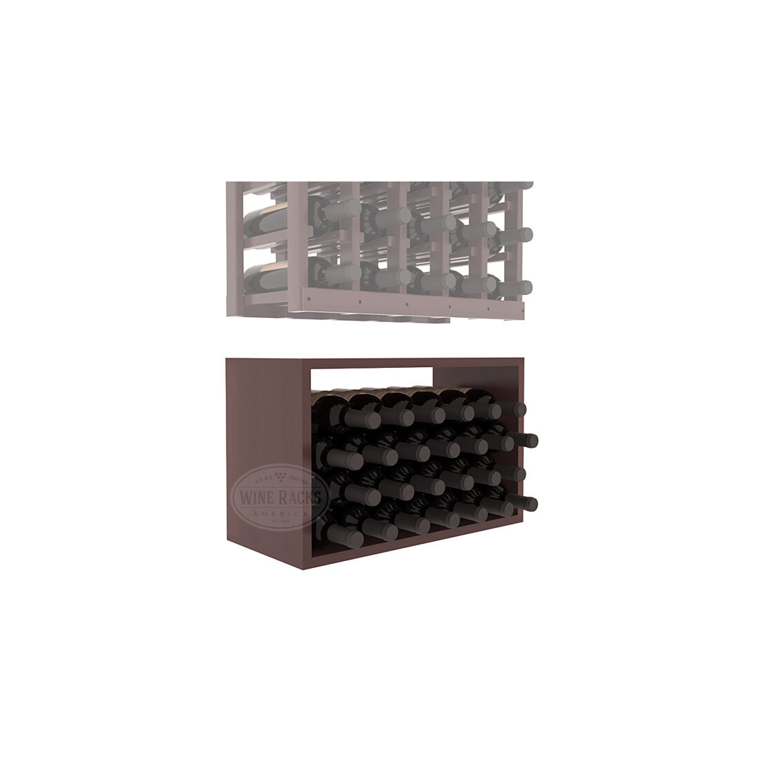 InstaCellar - 5 Column Bin Extender in Premium Redwood Walnut stained with WineSafe™ Satin Sealant