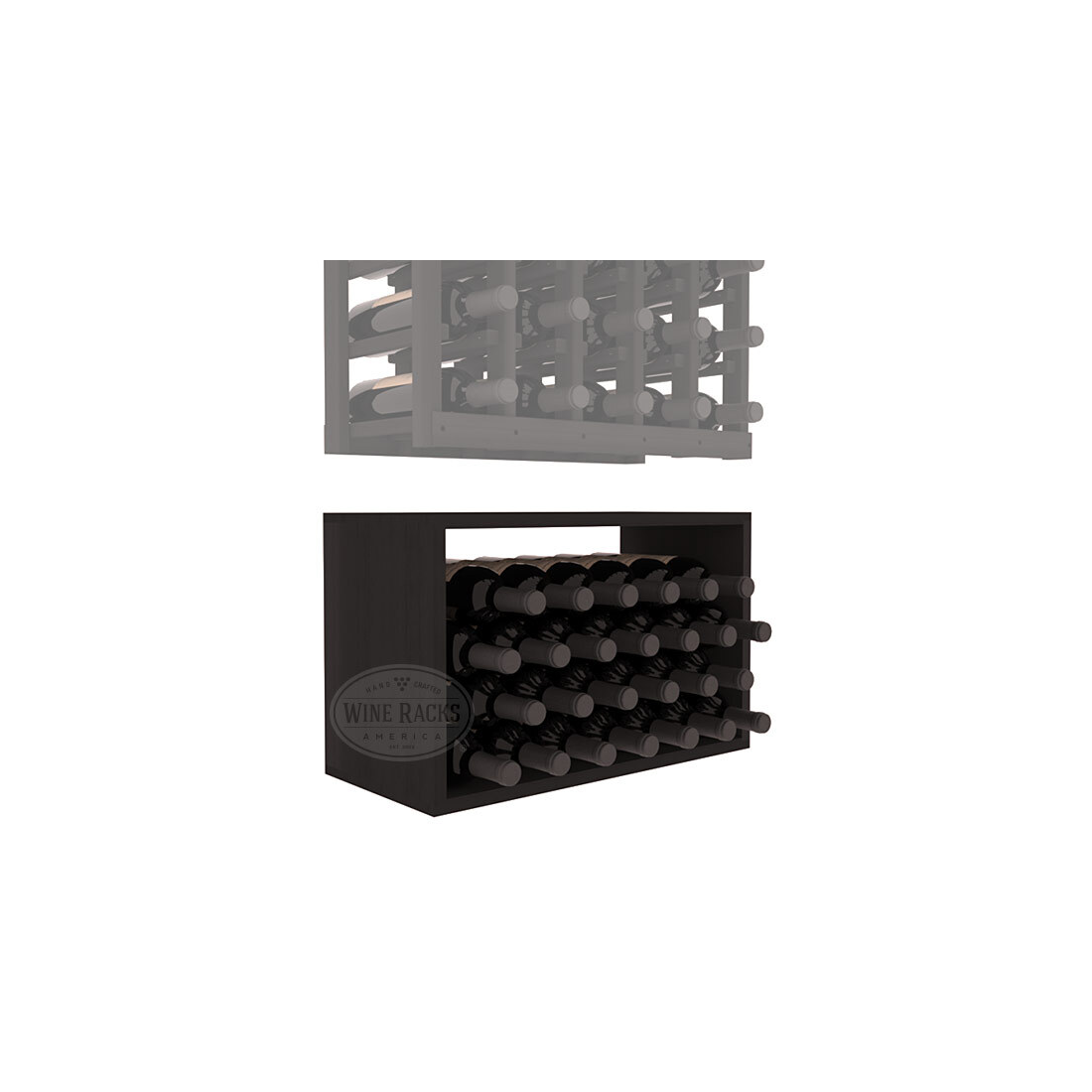 InstaCellar - 5 Column Bin Extender in Premium Redwood Black stained without WineSafe™ Satin Sealant