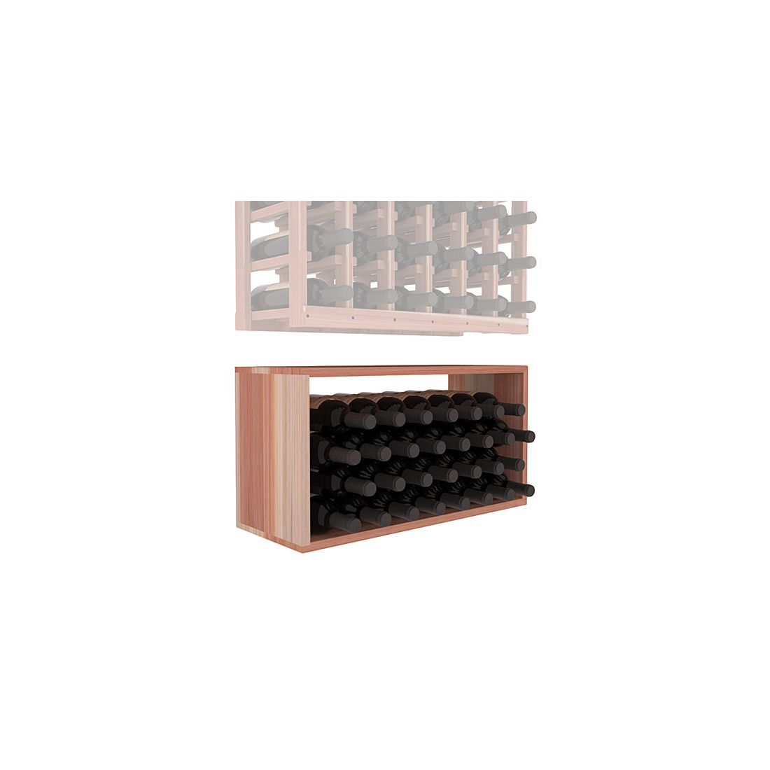 InstaCellar - 6 Column Bin Extender in Premium Redwood Unstained without WineSafe™ Satin Sealant