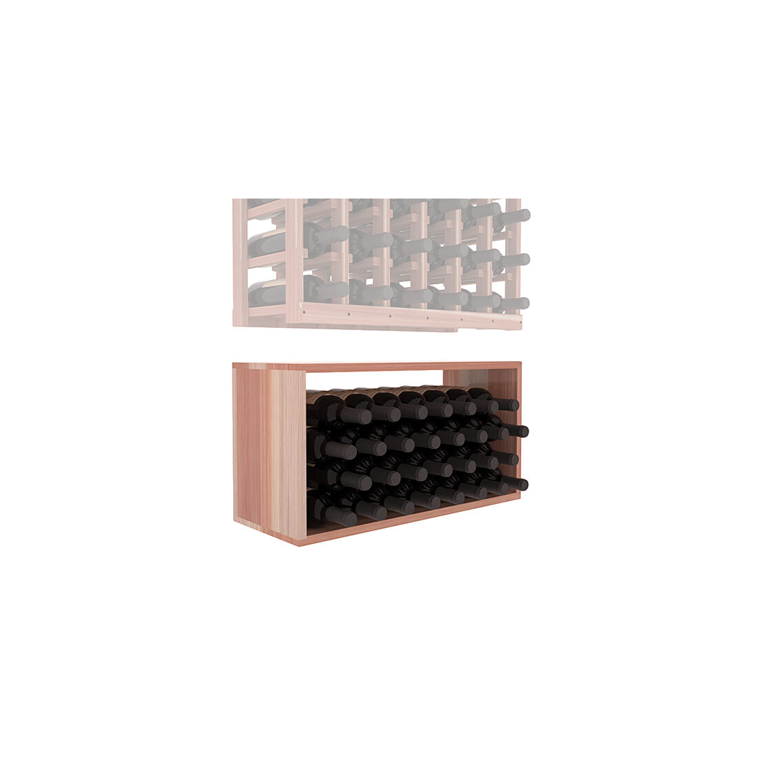 InstaCellar - 6 Column Bin Extender in Premium Redwood Unstained with WineSafe™ Satin Sealant
