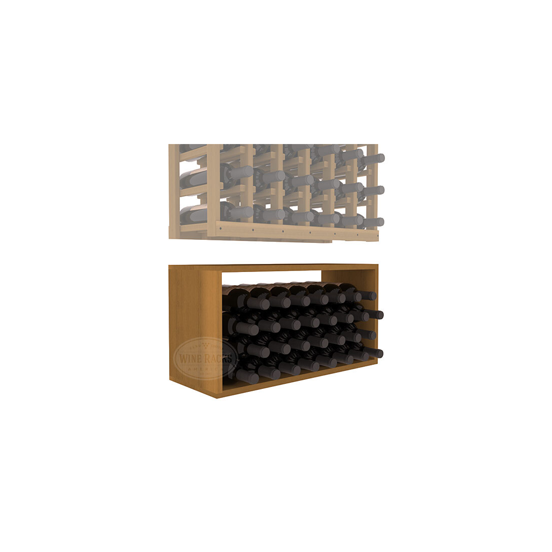 InstaCellar - 6 Column Bin Extender in Premium Redwood Oak stained without WineSafe™ Satin Sealant