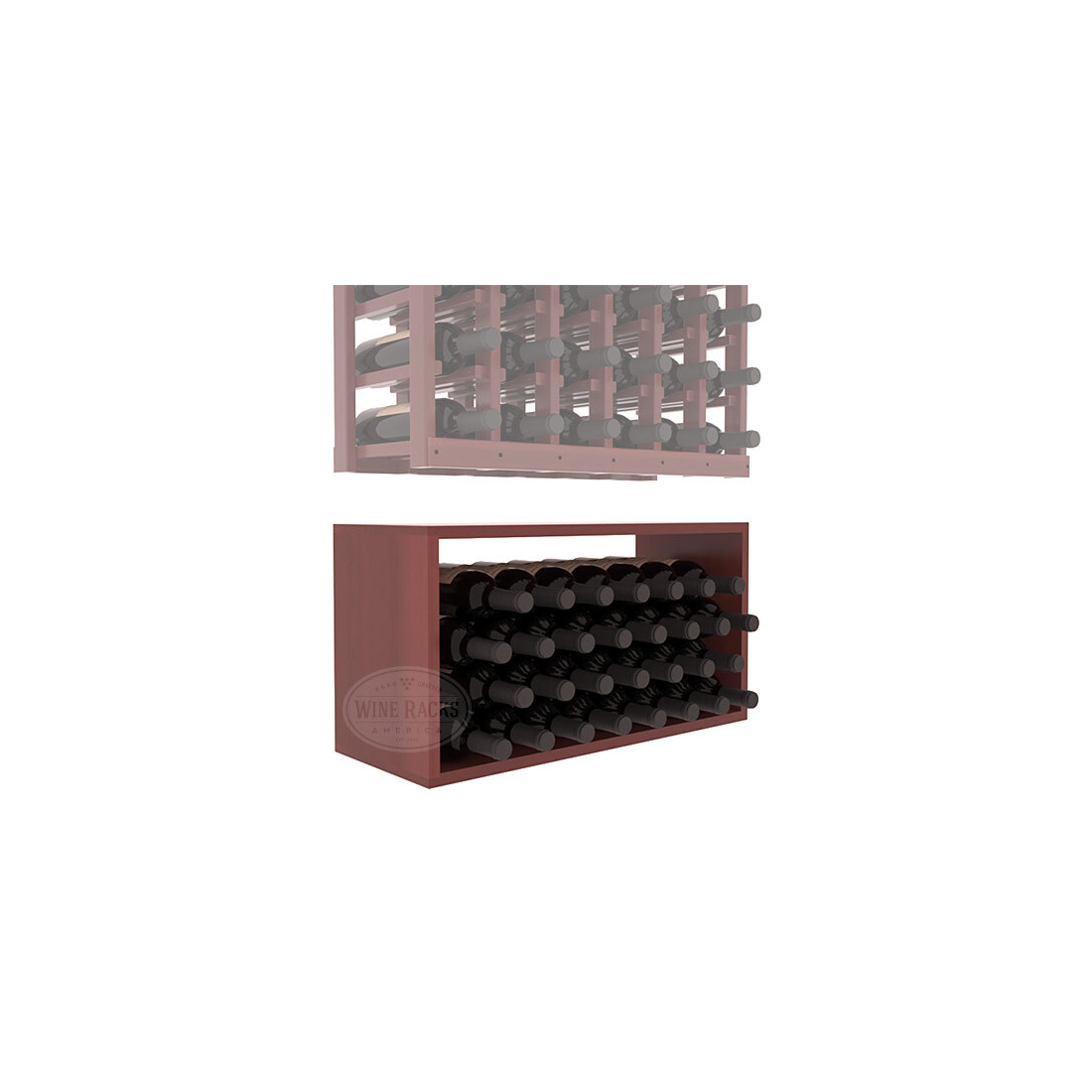 InstaCellar - 6 Column Bin Extender in Premium Redwood Cherry stained with WineSafe™ Satin Sealant