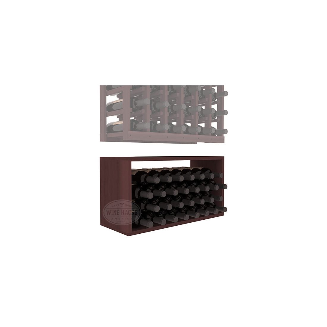 InstaCellar - 6 Column Bin Extender in Premium Redwood Walnut stained without WineSafe™ Satin Sealant