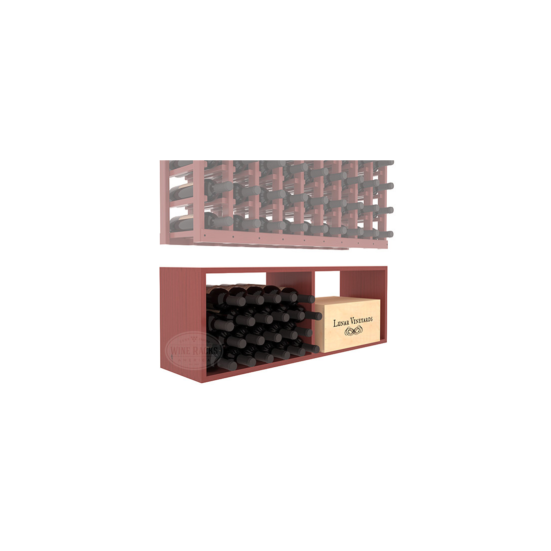InstaCellar - 9 Column Bin Extender in Ponderosa Pine Cherry stained with WineSafe™ Satin Sealant
