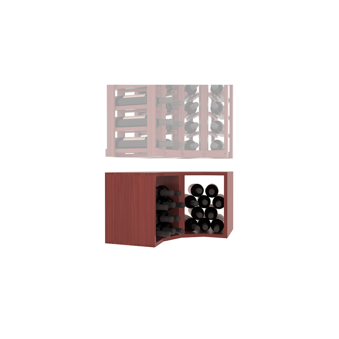 InstaCellar - 4 Column Corner Bin Extender in Grand Mahogany Cherry stained with WineSafe™ Satin Sealant