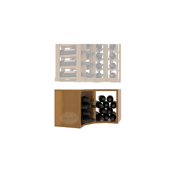 InstaCellar - 4 Column Corner Bin Extender in Premium Redwood Oak stained with WineSafe™ Satin Sealant