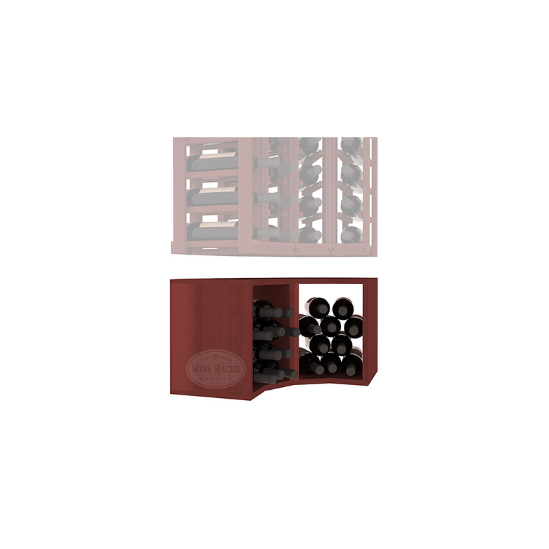 InstaCellar - 4 Column Corner Bin Extender in Premium Redwood Cherry stained without WineSafe™ Satin Sealant