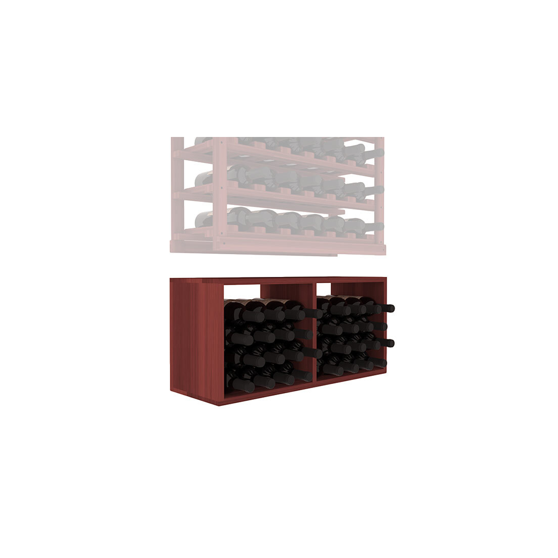InstaCellar - Baker Bin Extender in Premium Redwood Cherry stained without WineSafe™ Satin Sealant