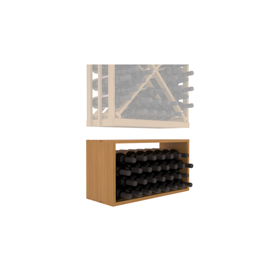 InstaCellar - Full Height Diamond Bin Extender in Grand Mahogany Oak stained with WineSafe™ Satin Sealant