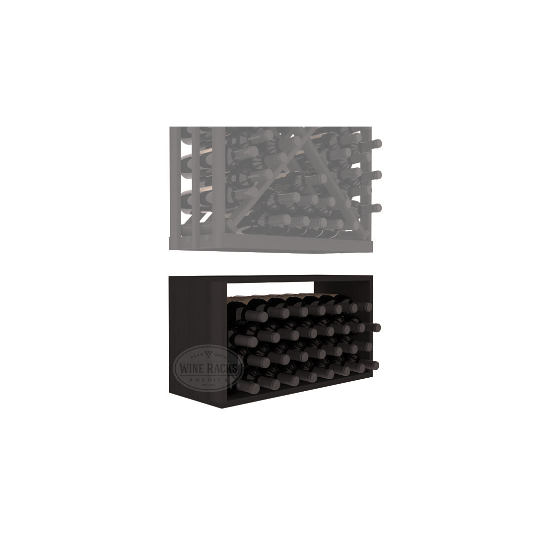 InstaCellar - Full Height Diamond Bin Extender in Premium Redwood Black stained without WineSafe™ Satin Sealant