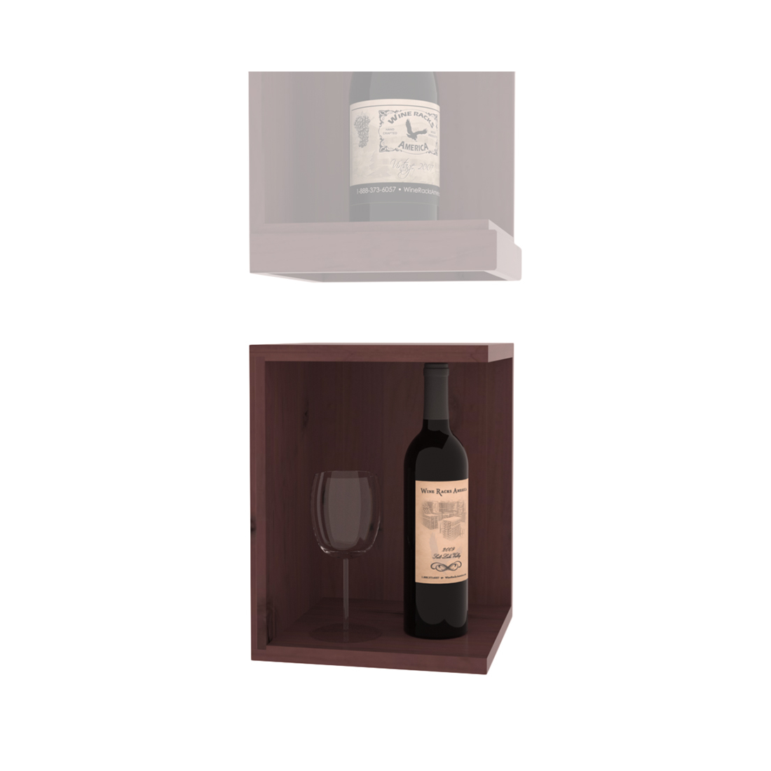 InstaCellar - Quarter Round Bin Extender in Knotty Alder Walnut stained with WineSafe™ Satin Sealant