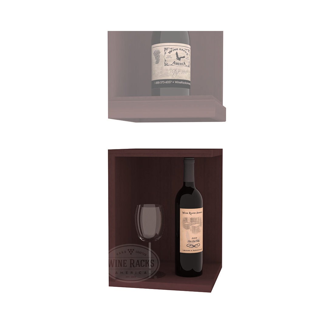 InstaCellar - Quarter Round Bin Extender in Premium Redwood Walnut stained without WineSafe™ Satin Sealant