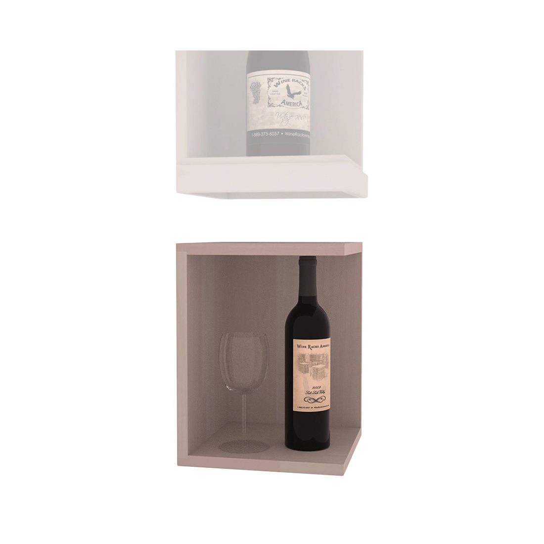 InstaCellar - Quarter Round Bin Extender in Premium Redwood Greywash stained without WineSafe™ Satin Sealant