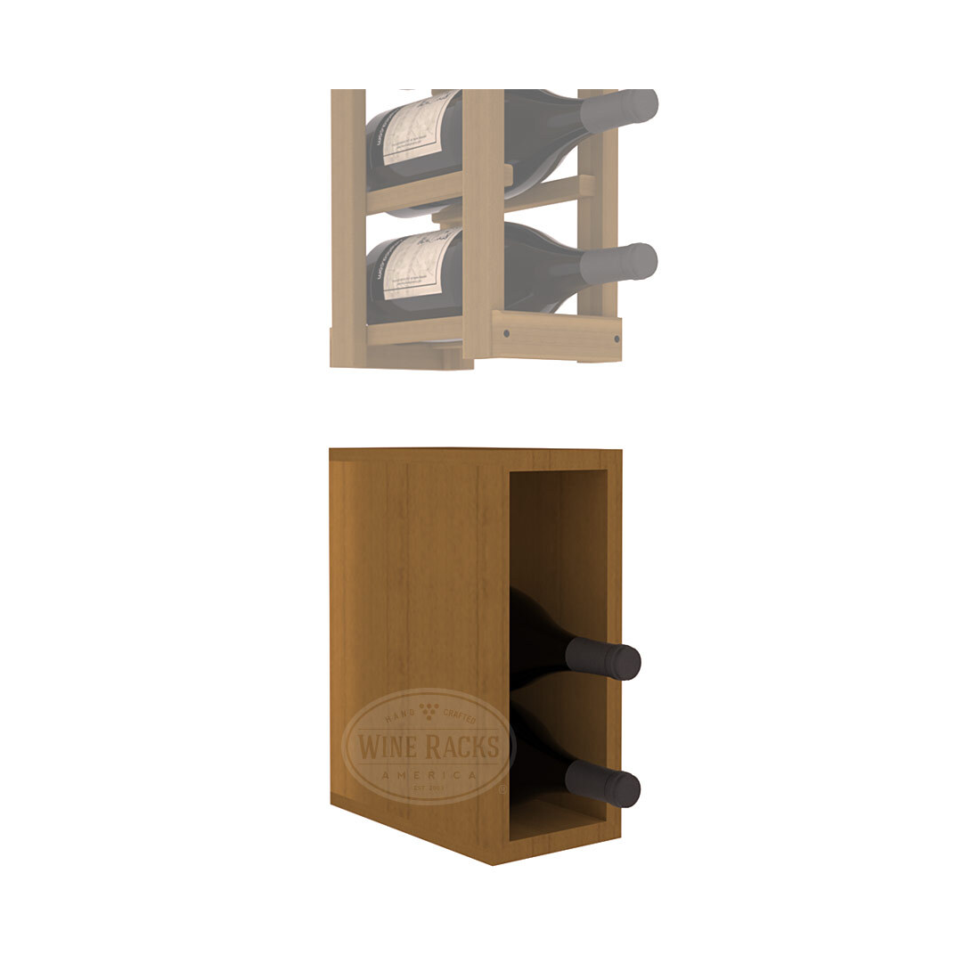 InstaCellar - 1 Column Magnum Bin Extender in Premium Redwood Oak stained without WineSafe™ Satin Sealant