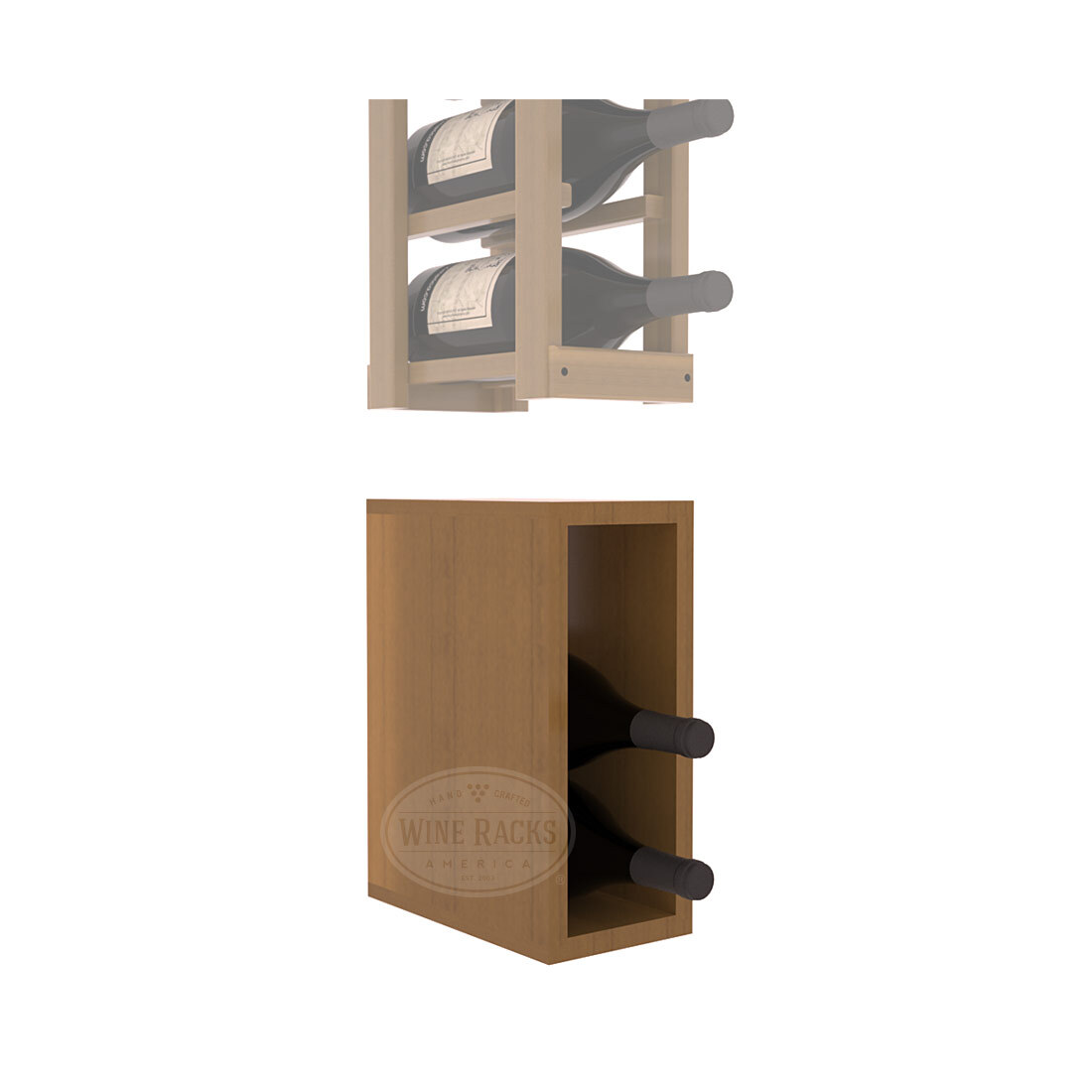 InstaCellar - 1 Column Magnum Bin Extender in Premium Redwood Oak stained with WineSafe™ Satin Sealant