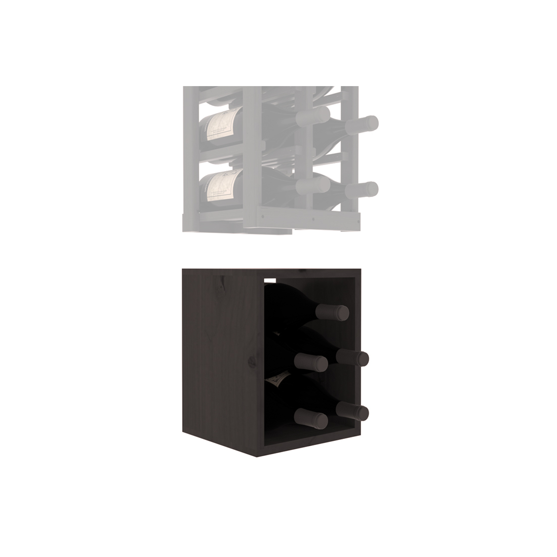 InstaCellar - 2 Column Magnum Bin Extender in Knotty Alder Black stained with WineSafe™ Satin Sealant