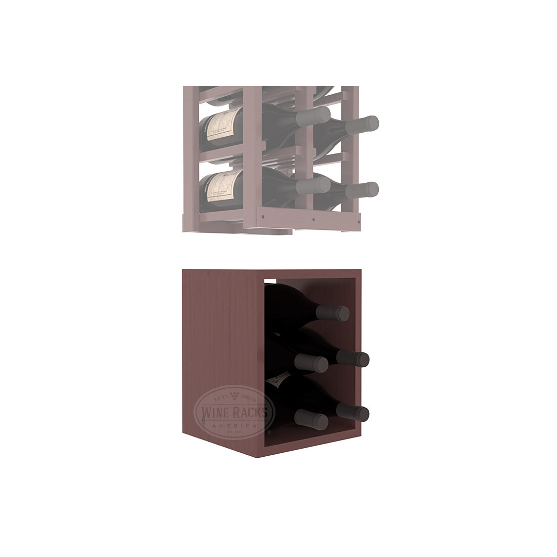 InstaCellar - 2 Column Magnum Bin Extender in Ponderosa Pine Walnut stained with WineSafe™ Satin Sealant