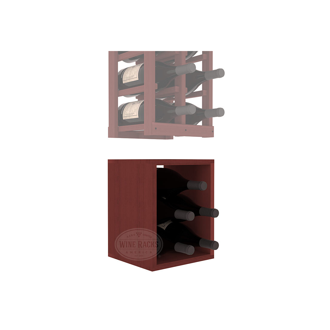 InstaCellar - 2 Column Magnum Bin Extender in Premium Redwood Cherry stained without WineSafe™ Satin Sealant