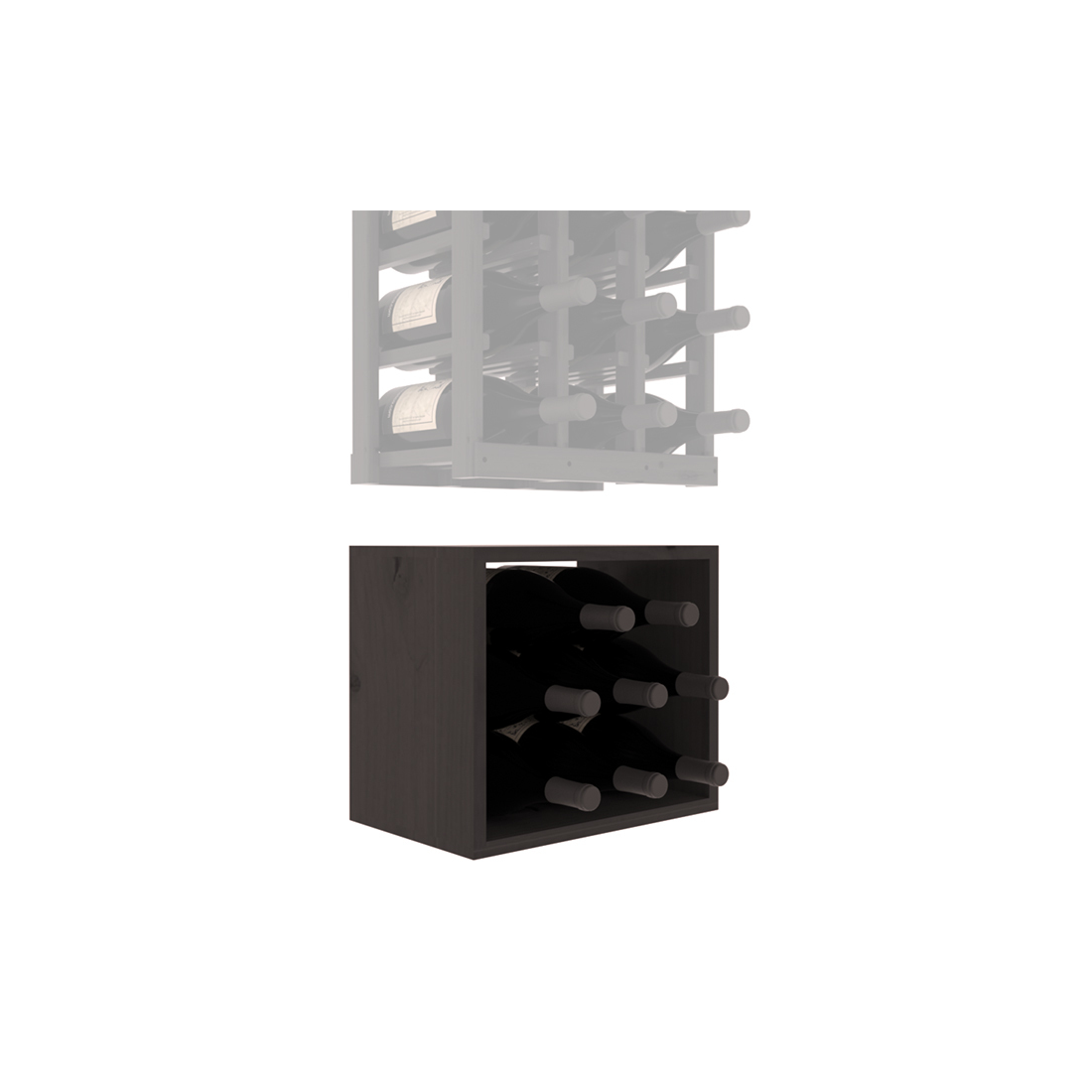 InstaCellar - 3 Column Magnum Bin Extender in Knotty Alder Black stained with WineSafe™ Satin Sealant