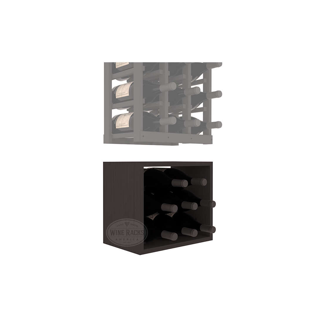 InstaCellar - 3 Column Magnum Bin Extender in Ponderosa Pine Black stained without WineSafe™ Satin Sealant