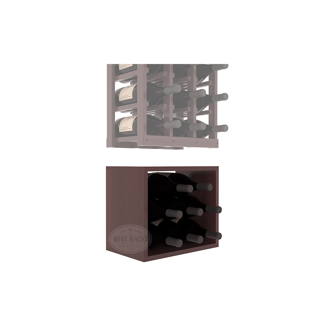 InstaCellar - 3 Column Magnum Bin Extender in Premium Redwood Walnut stained with WineSafe™ Satin Sealant