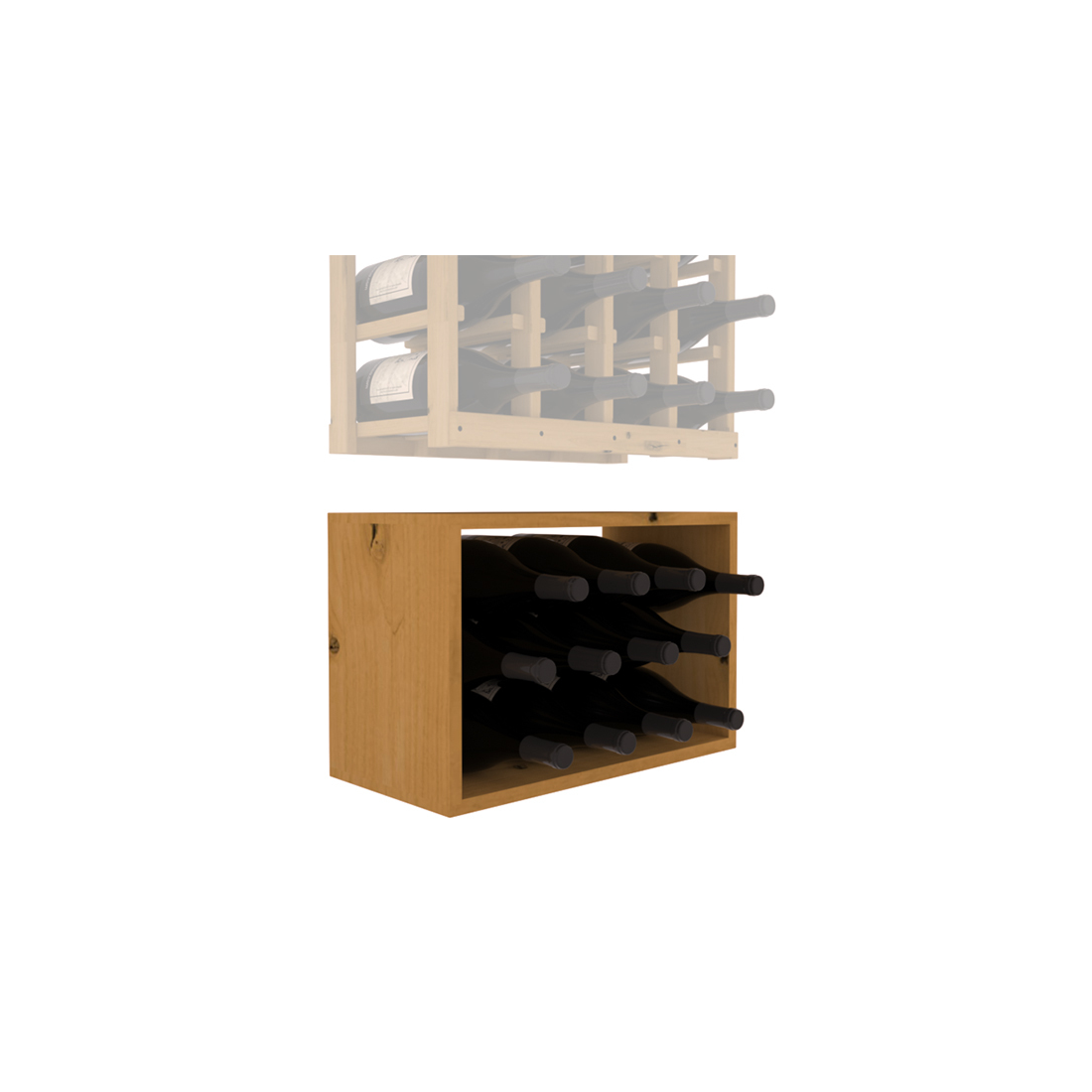 InstaCellar - 4 Column Magnum Bin Extender in Knotty Alder Oak stained without WineSafe™ Satin Sealant