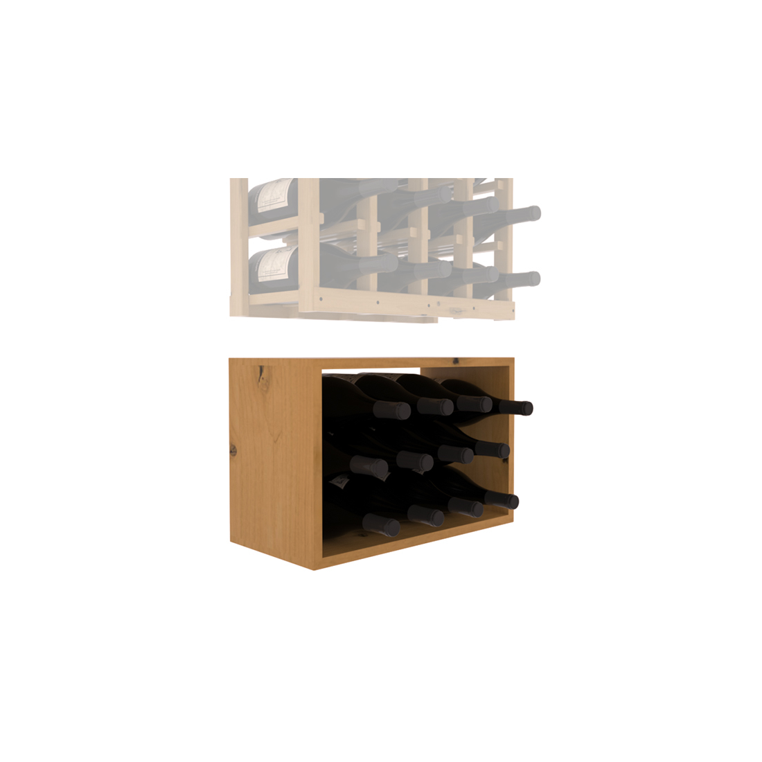 InstaCellar - 4 Column Magnum Bin Extender in Knotty Alder Oak stained with WineSafe™ Satin Sealant