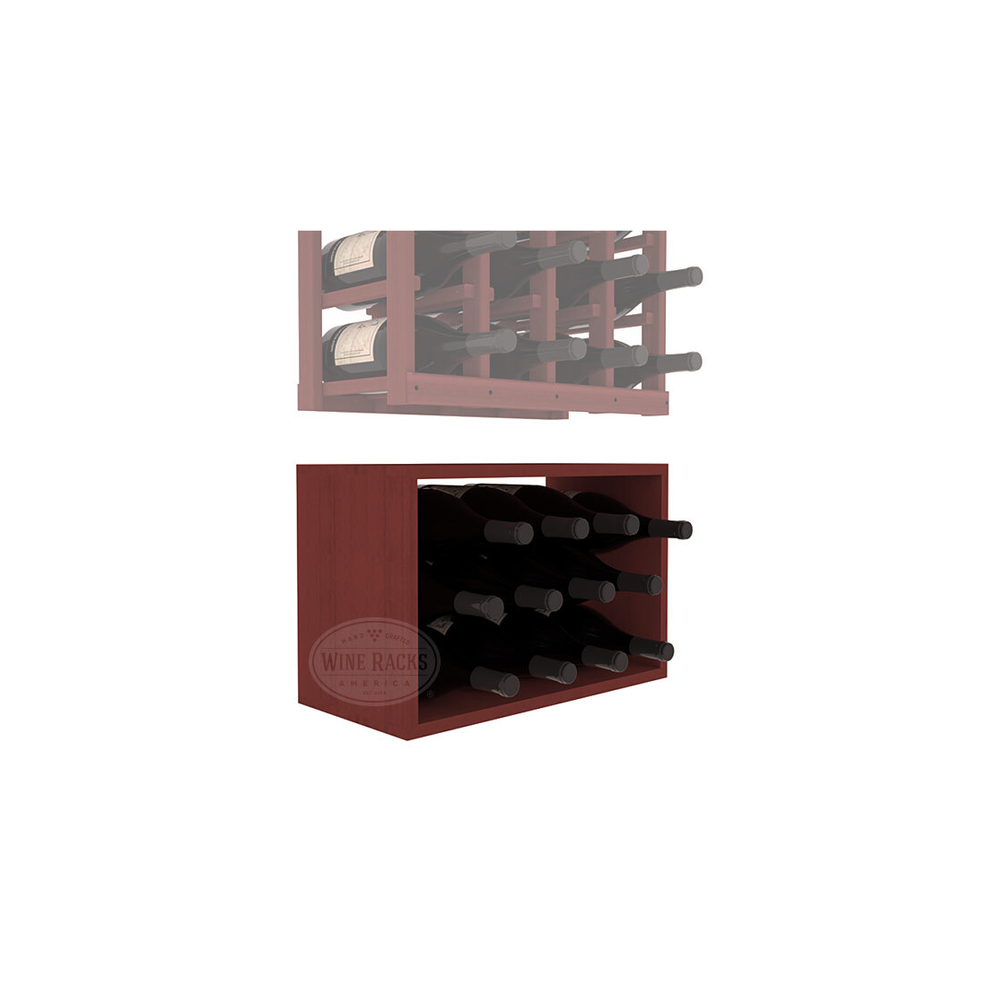 InstaCellar - 4 Column Magnum Bin Extender in Premium Redwood Cherry stained without WineSafe™ Satin Sealant