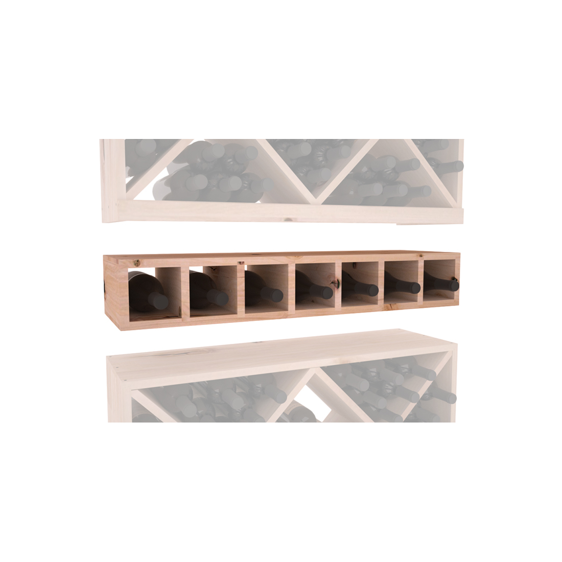 InstaCellar - 7 Bottle Magnum Cubby in Knotty Alder Unstained without WineSafe™ Satin Sealant