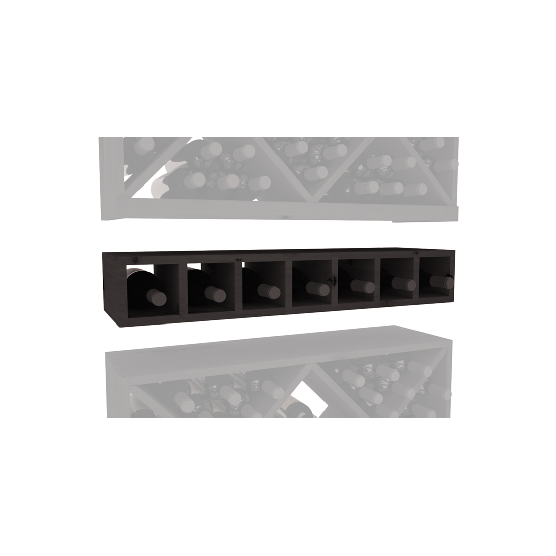 InstaCellar - 7 Bottle Magnum Cubby in Knotty Alder Black stained without WineSafe™ Satin Sealant