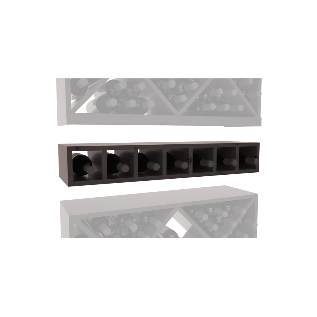 InstaCellar - 7 Bottle Magnum Cubby in Knotty Alder Black stained with WineSafe™ Satin Sealant