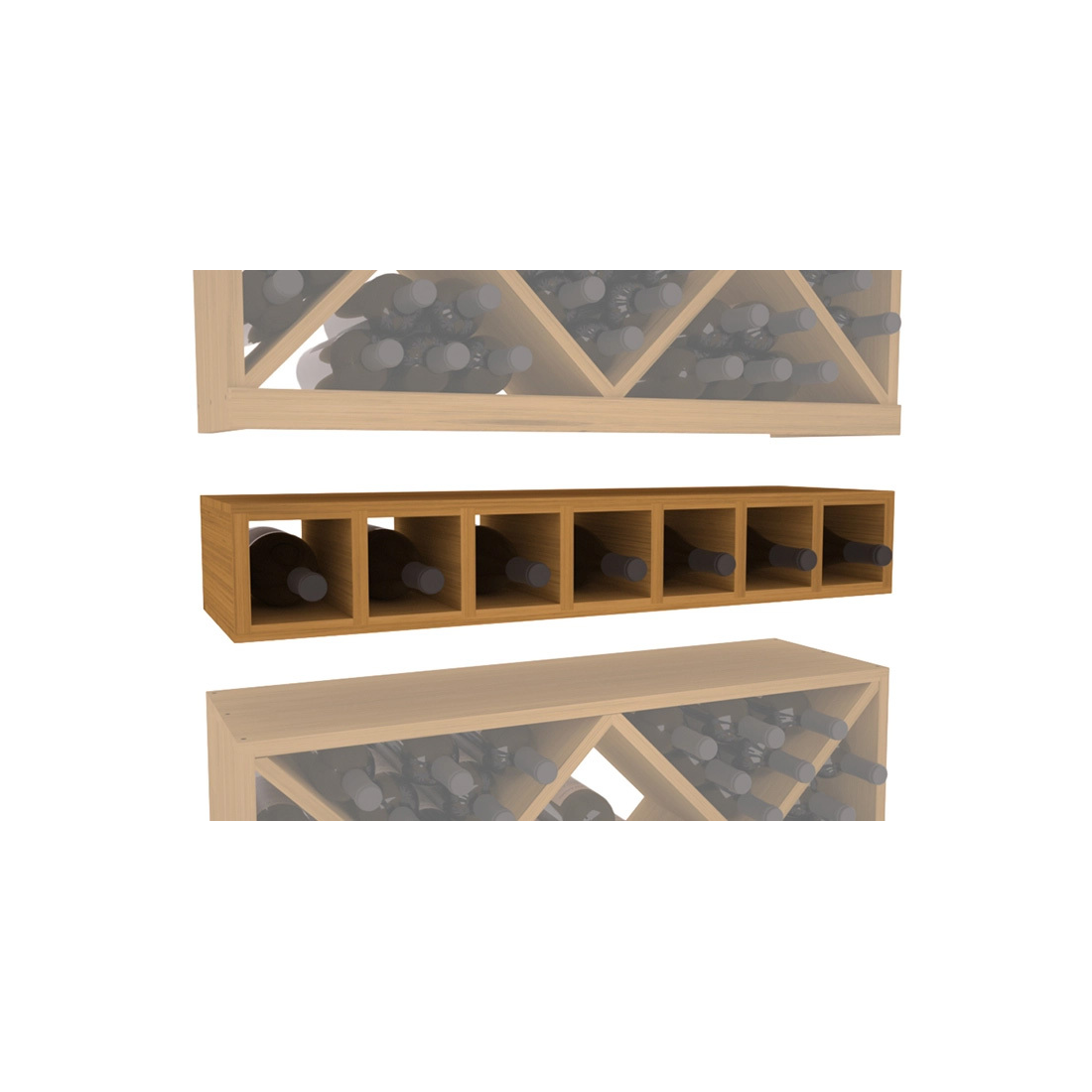 InstaCellar - 7 Bottle Magnum Cubby in Grand Mahogany Oak stained without WineSafe™ Satin Sealant