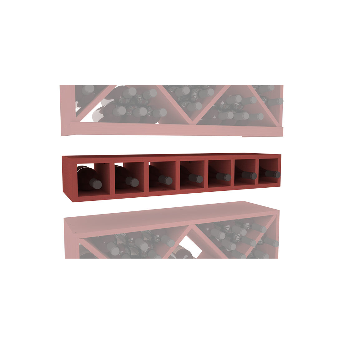 InstaCellar - 7 Bottle Magnum Cubby in Ponderosa Pine Cherry stained without WineSafe™ Satin Sealant