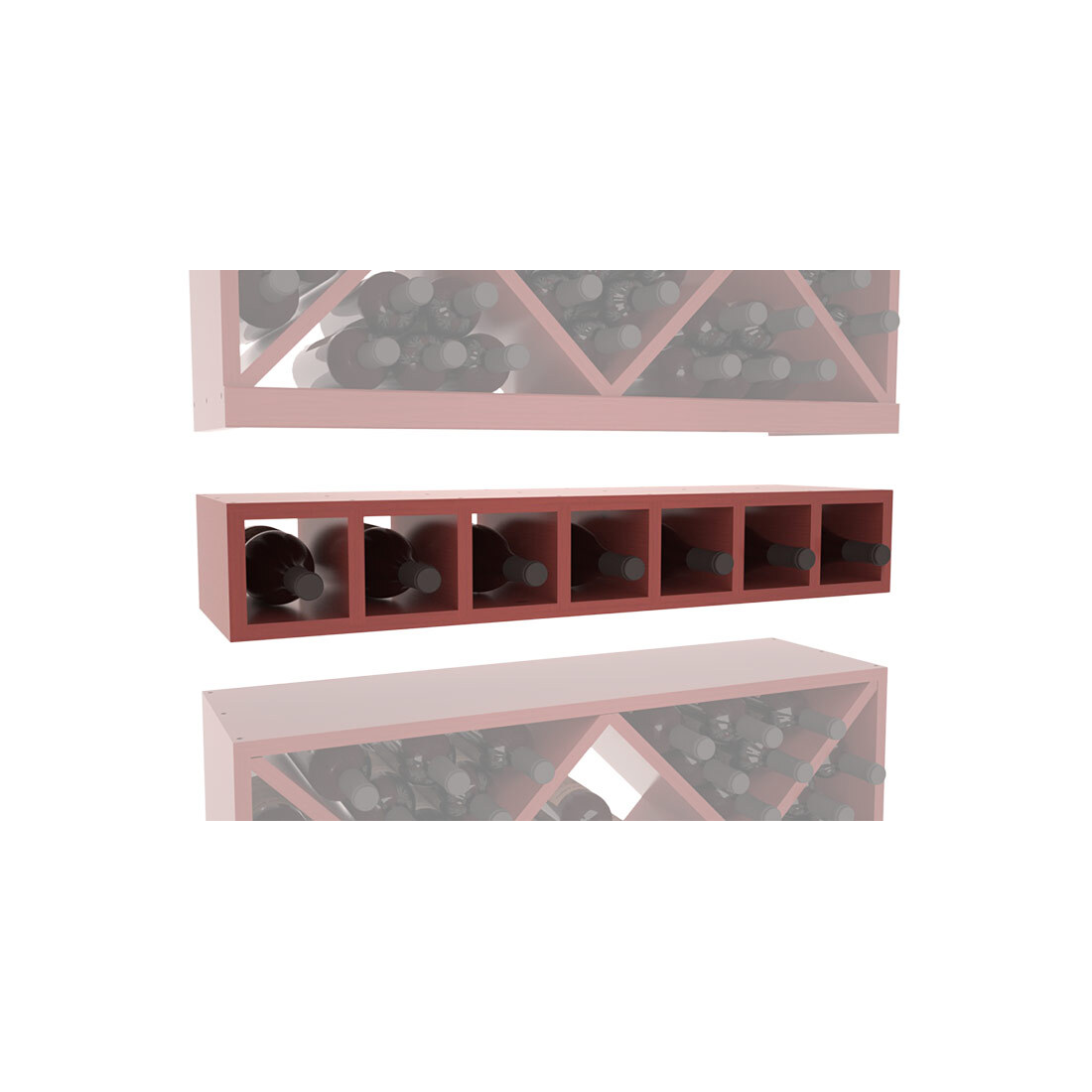 InstaCellar - 7 Bottle Magnum Cubby in Ponderosa Pine Cherry stained with WineSafe™ Satin Sealant