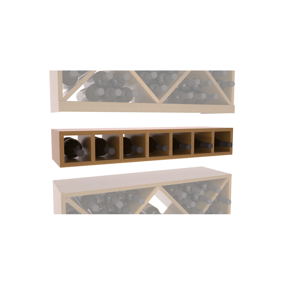 InstaCellar - 7 Bottle Magnum Cubby in Premium Redwood Oak stained with WineSafe™ Satin Sealant
