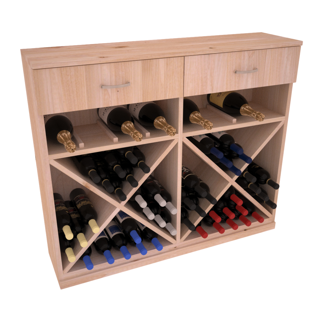 InstaCellar - 10 Column Base Cabinet in Knotty Alder Unstained without WineSafe™ Satin Sealant