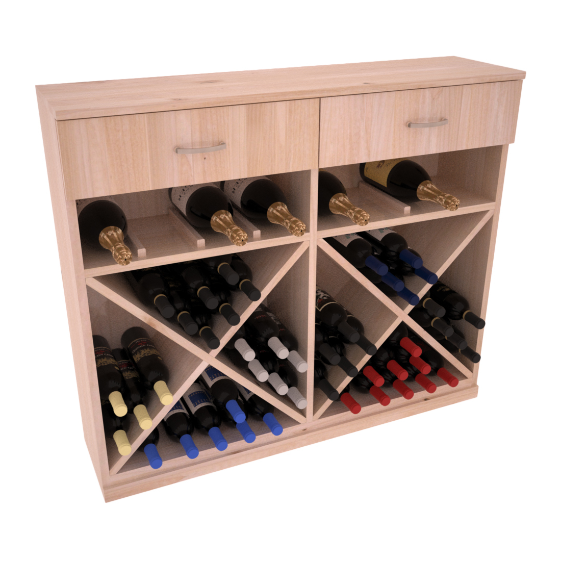 InstaCellar - 10 Column Base Cabinet in Knotty Alder Unstained with WineSafe™ Satin Sealant