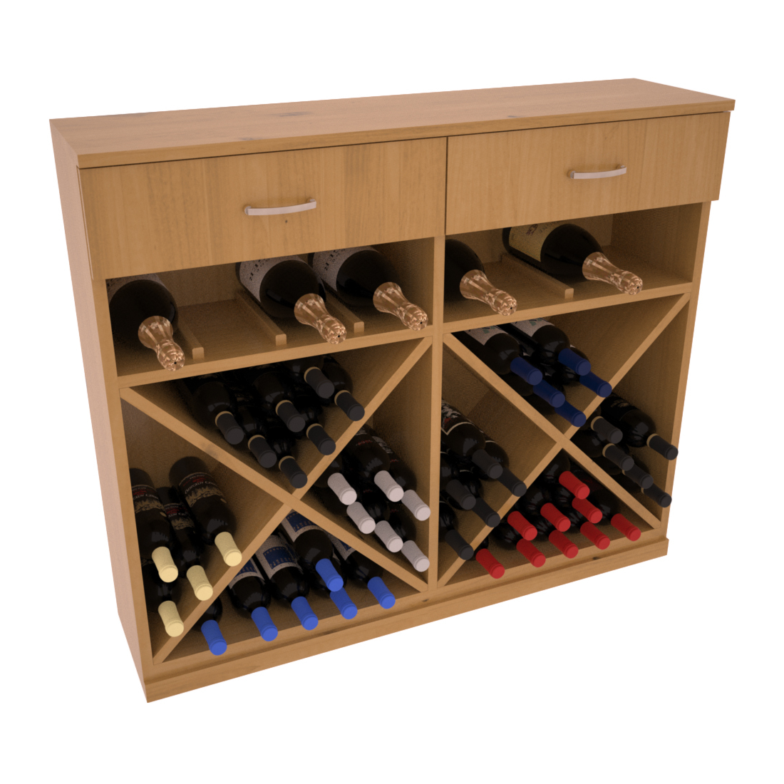 InstaCellar - 10 Column Base Cabinet in Knotty Alder Oak stained with WineSafe™ Satin Sealant