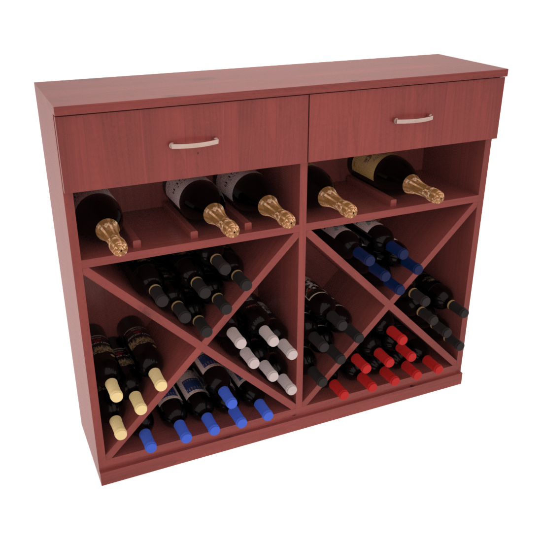 InstaCellar - 10 Column Base Cabinet in Knotty Alder Cherry stained with WineSafe™ Satin Sealant