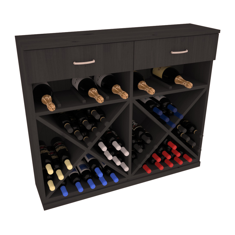 InstaCellar - 10 Column Base Cabinet in Knotty Alder Black stained without WineSafe™ Satin Sealant