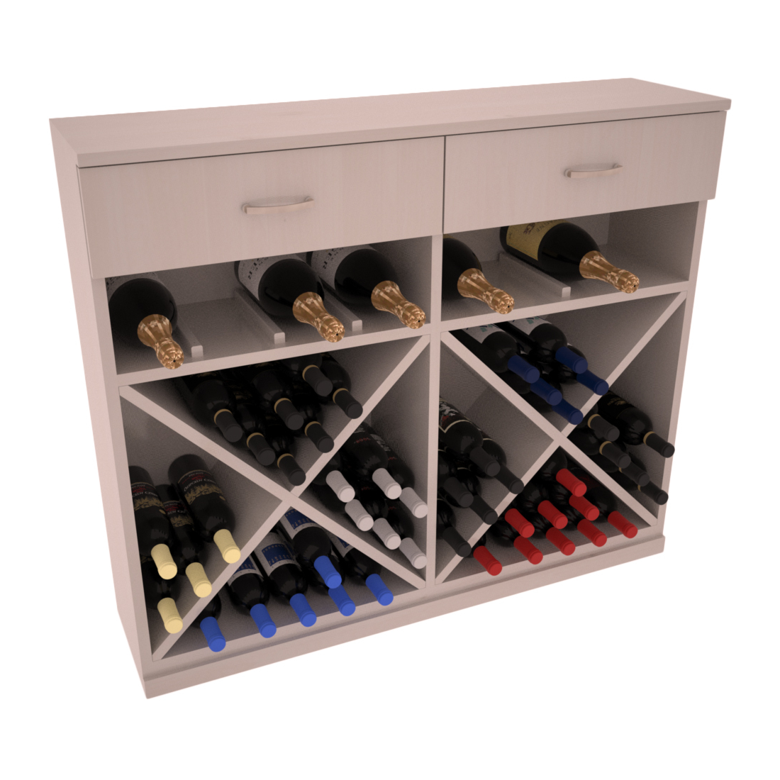 InstaCellar - 10 Column Base Cabinet in Knotty Alder Greywash stained with WineSafe™ Satin Sealant