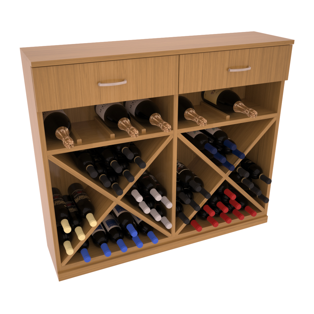 InstaCellar - 10 Column Base Cabinet in Grand Mahogany Oak stained with WineSafe™ Satin Sealant