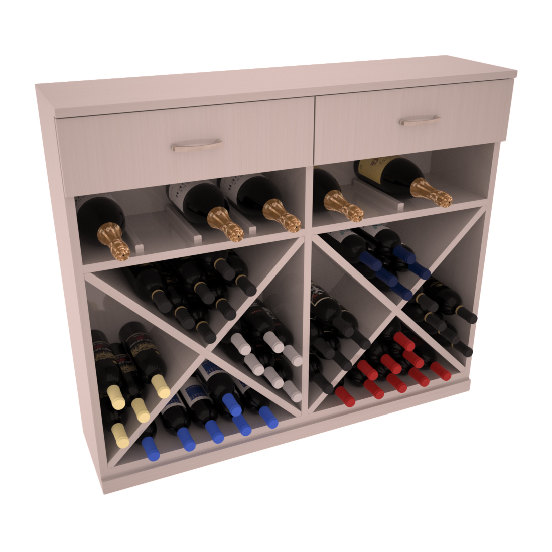 InstaCellar - 10 Column Base Cabinet in Grand Mahogany Greywash stained with WineSafe™ Satin Sealant