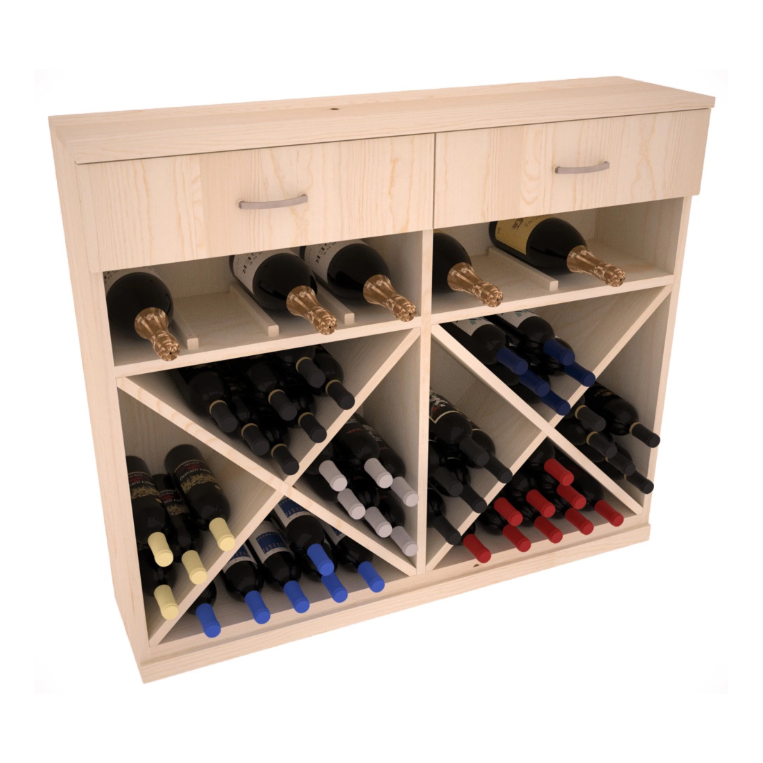 InstaCellar - 10 Column Base Cabinet in Ponderosa Pine Unstained without WineSafe™ Satin Sealant