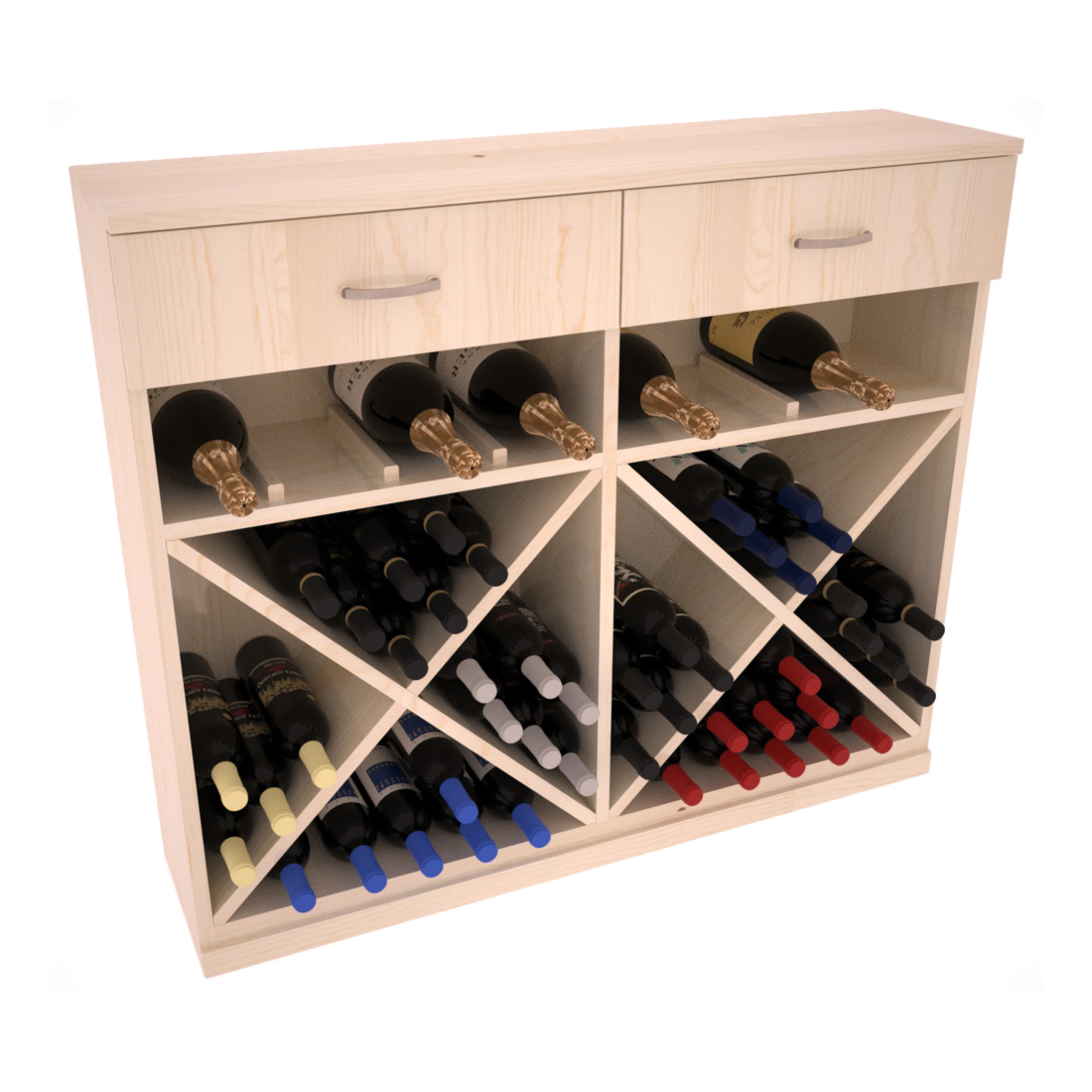 InstaCellar - 10 Column Base Cabinet in Ponderosa Pine Unstained with WineSafe™ Satin Sealant