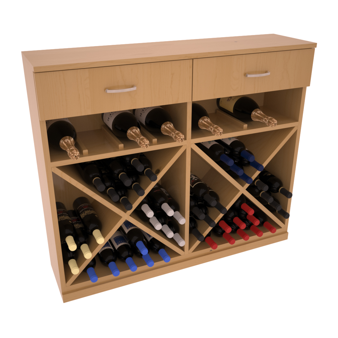 InstaCellar - 10 Column Base Cabinet in Ponderosa Pine Oak stained with WineSafe™ Satin Sealant